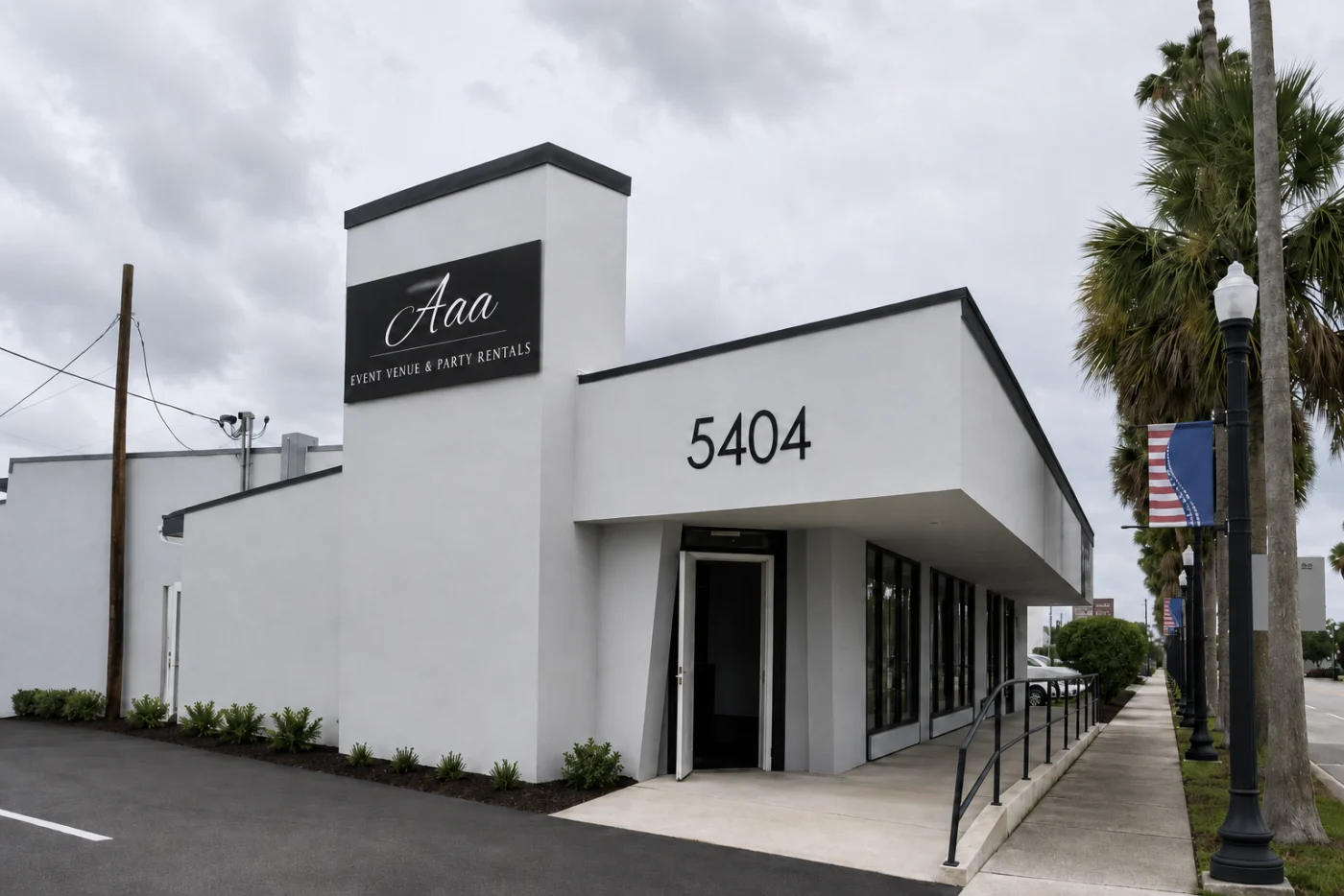 AAA Event Venue exterior at 5404 Main Street